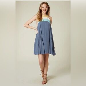 O'Neill Women's Tristyn Halter neck backless Mini Dress Blue Size Medium NEW